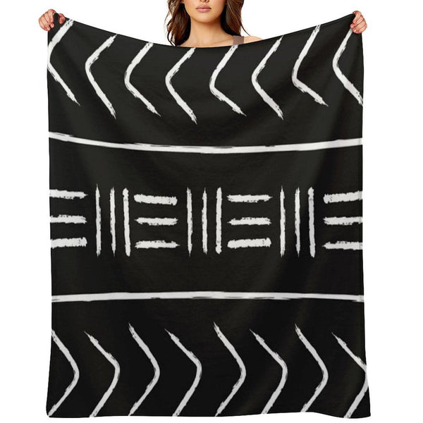 Black Mudcloth - Pillow Version Throw Blanket