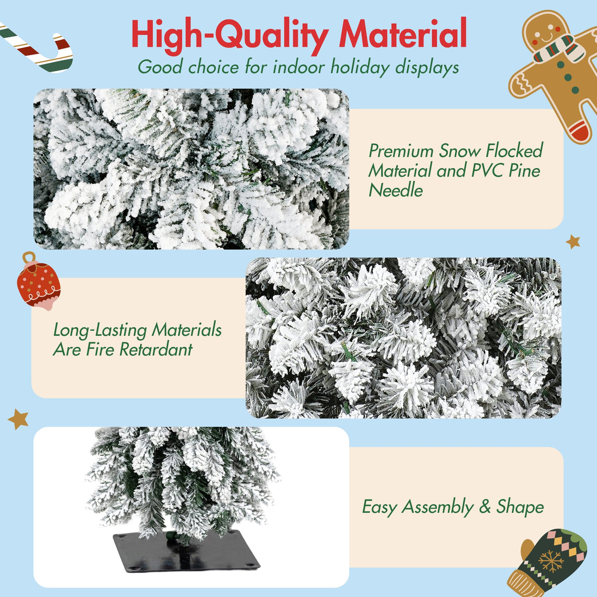 4 Pack Pre-Flocked Christmas Trees