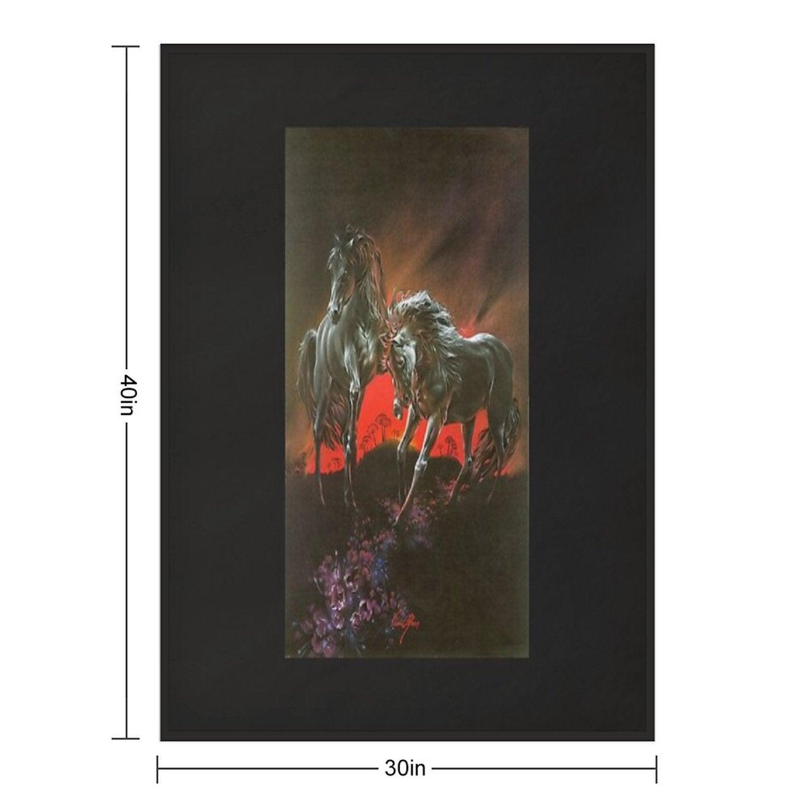 Dark Horses Throw Blanket