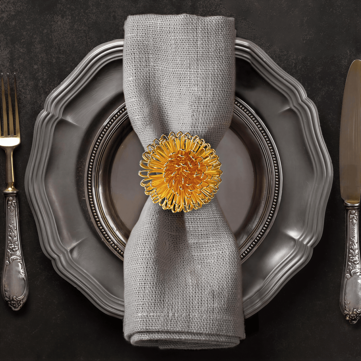 Gold Floral Napkin Rings – Floral Grace