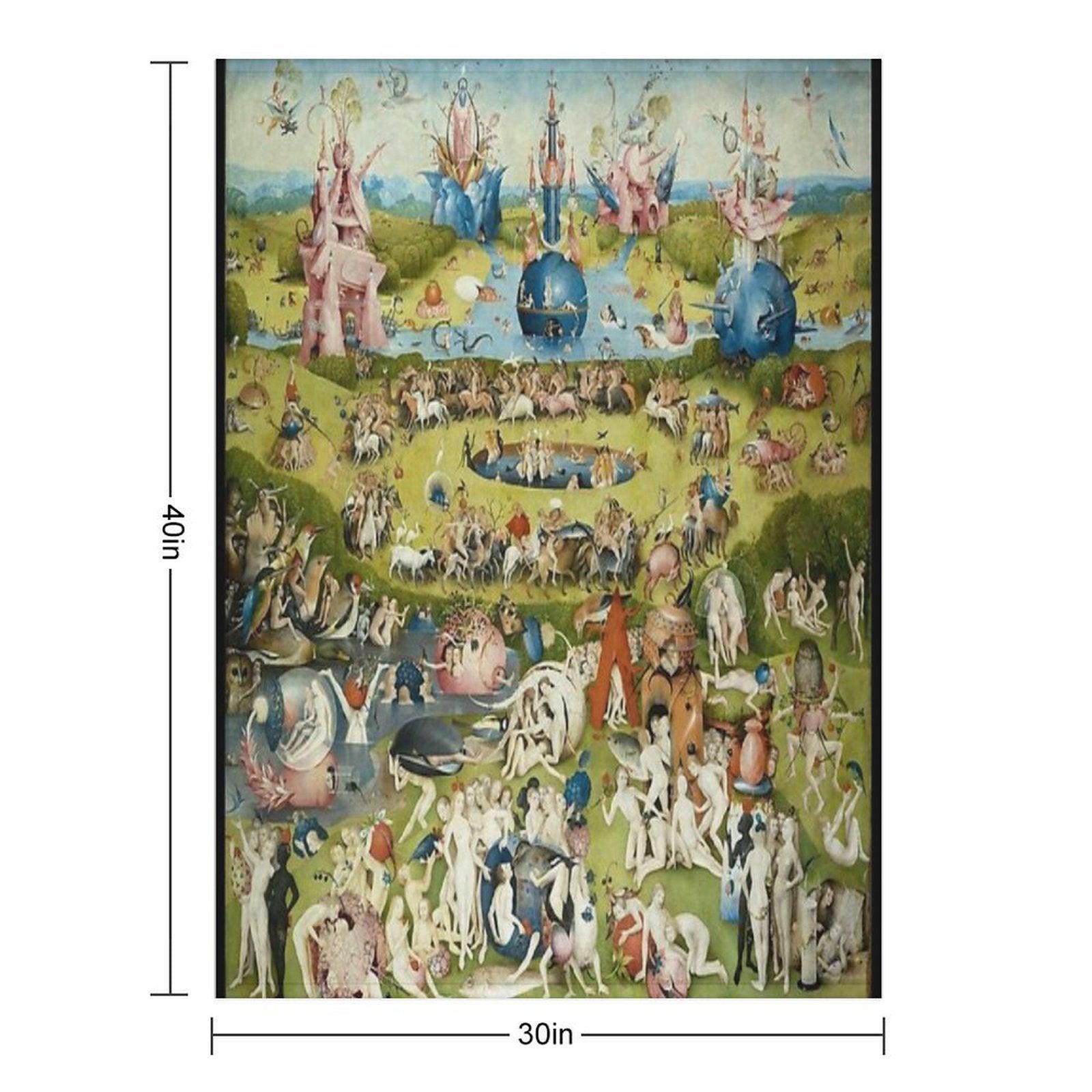 The Garden of Earthly Delights Full Image Throw Blanket