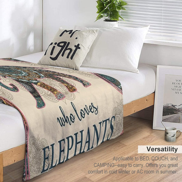 Just A Girl Who Loves Elephants Mandala Gift-ready Throw Blanket