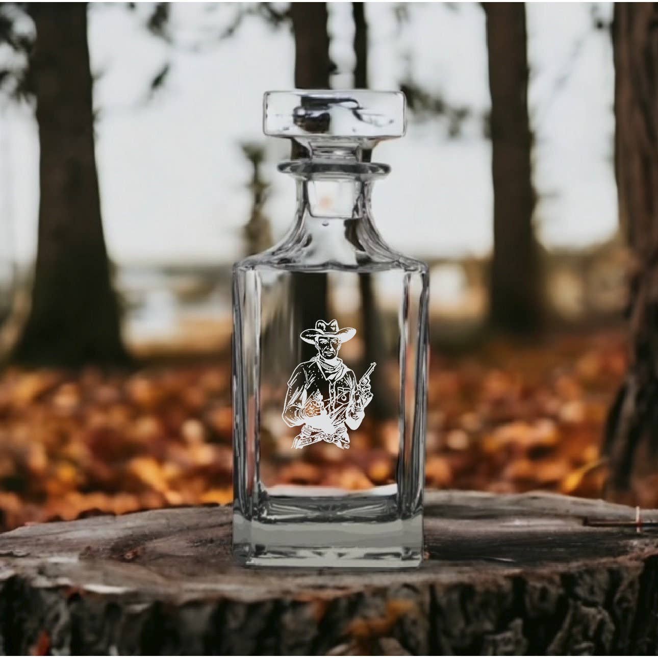 Whiskey Decanter - Premium 26oz Bourbon Glass Bottle | Durable Square Design