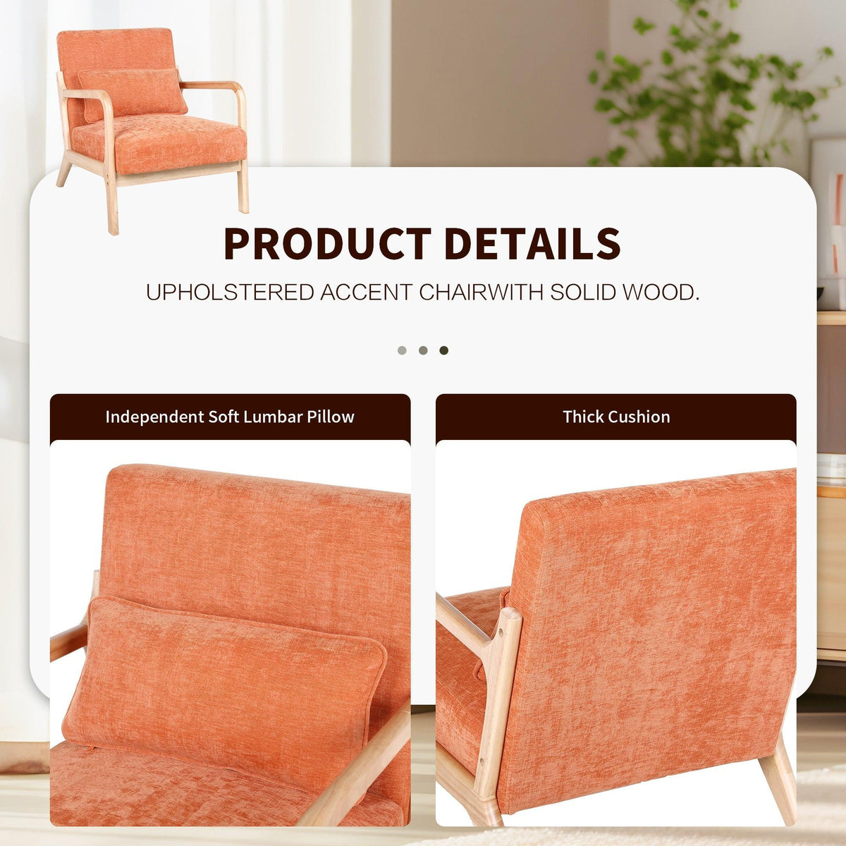 Antique Orange Cotton‑Linen Chair