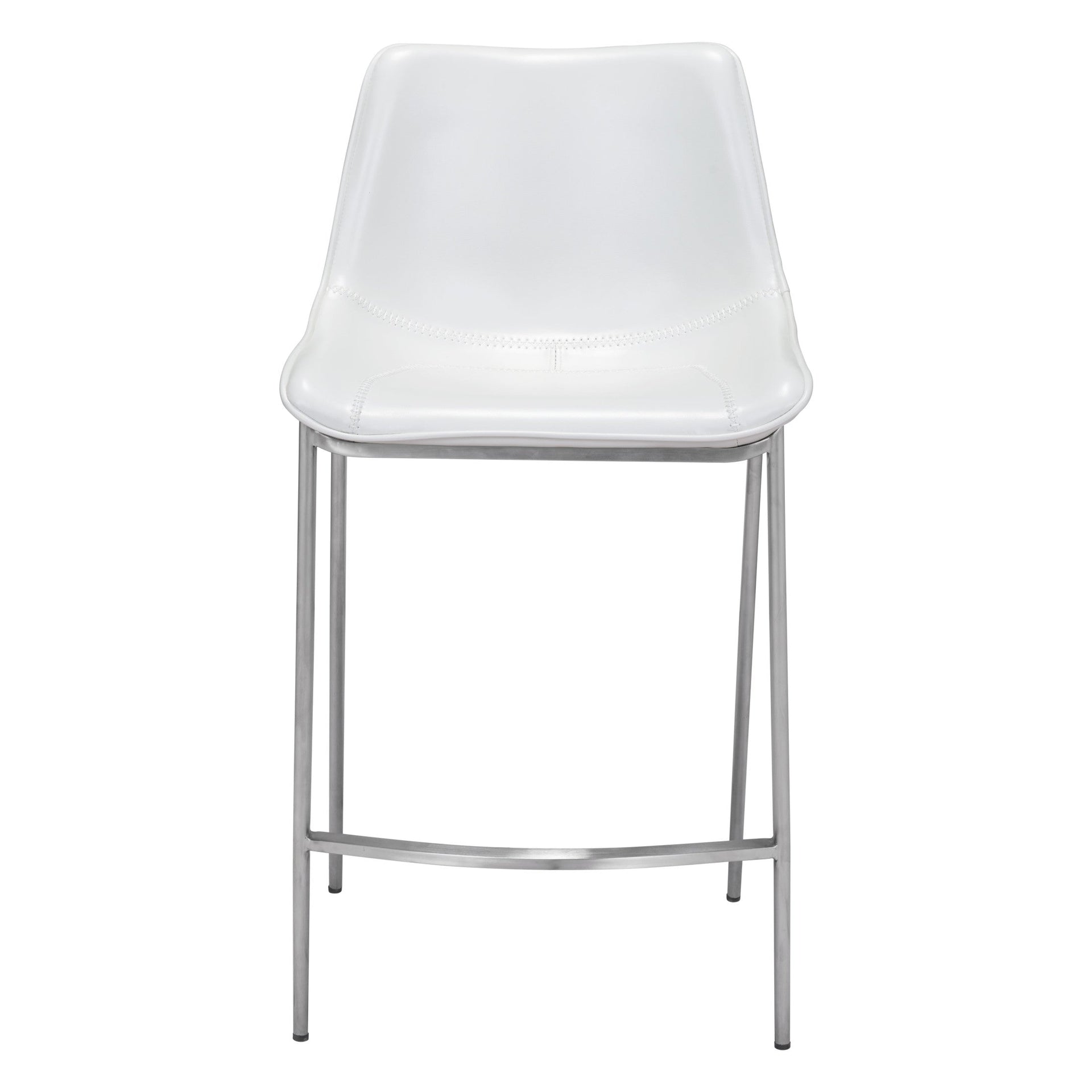 Magnus Counter Stool (Set of 2) White & Silver