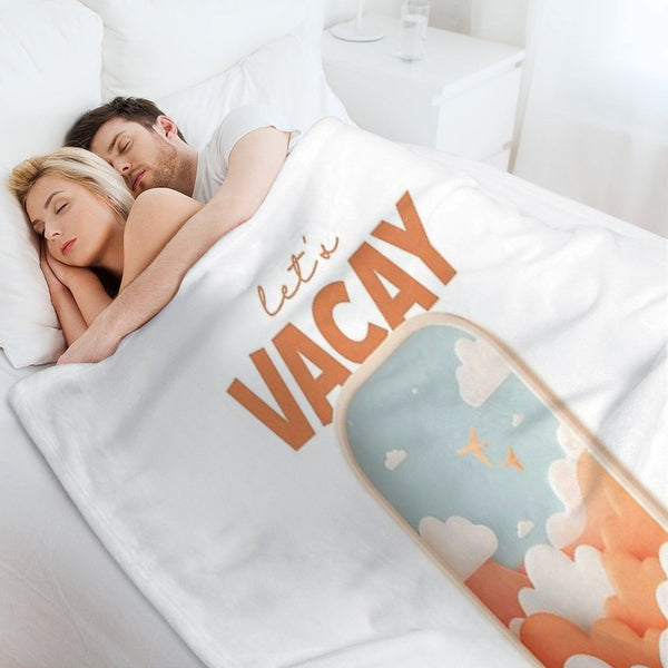 Let's Vacay T-Shirt, Puff-Puff Fly, Airplane Window View Tee, Travel Lover Gift, Vacation Mode Apparel, Summer Holiday Shirt Comfort Throw Blanket