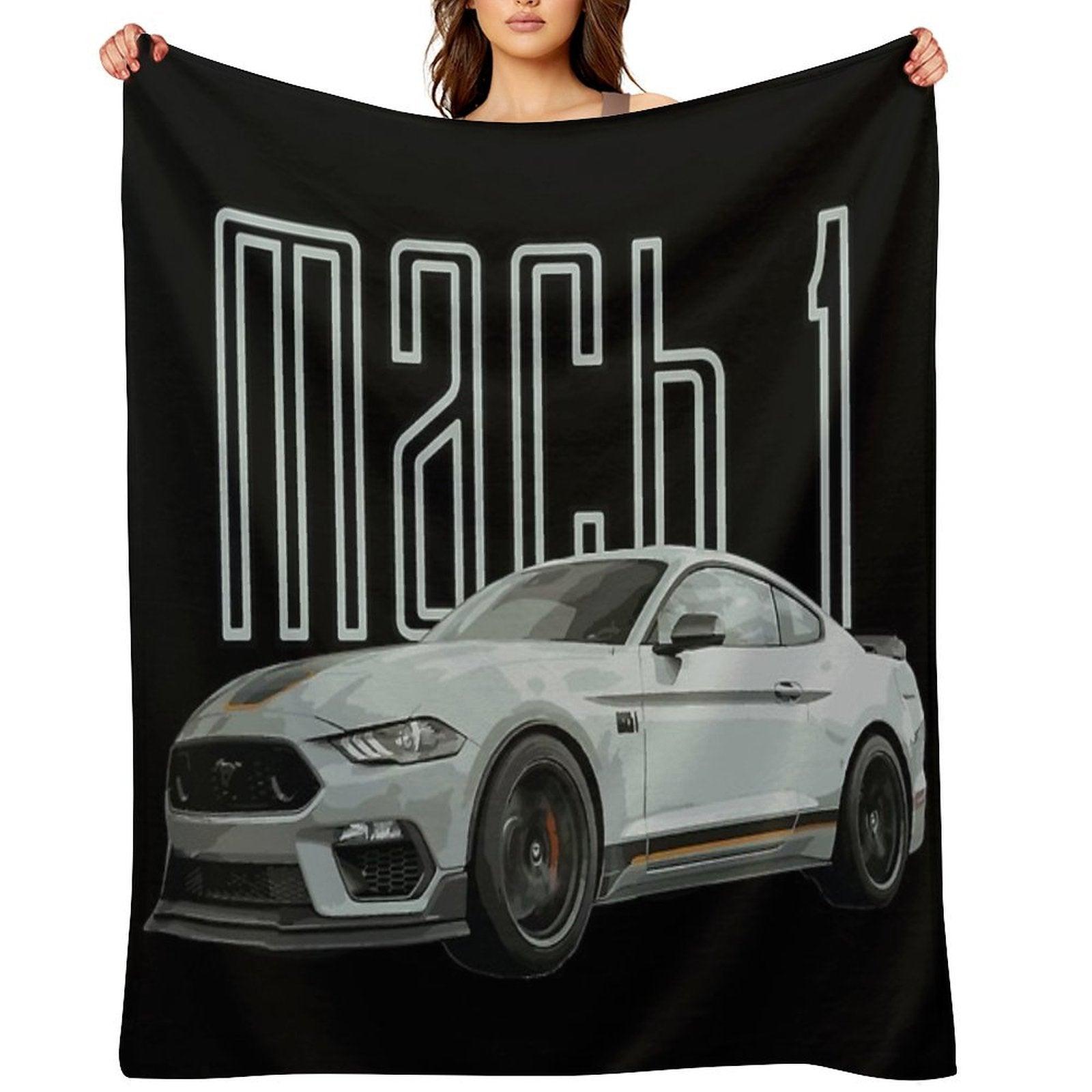 MACH 1 Mustang GT 5.0L V8 Performance Car Fighter Jet Gray Throw Blanket