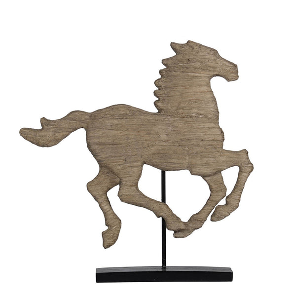 Antique Horse Statue on Stand — Defiance Spirited Horse Accent Sculpture