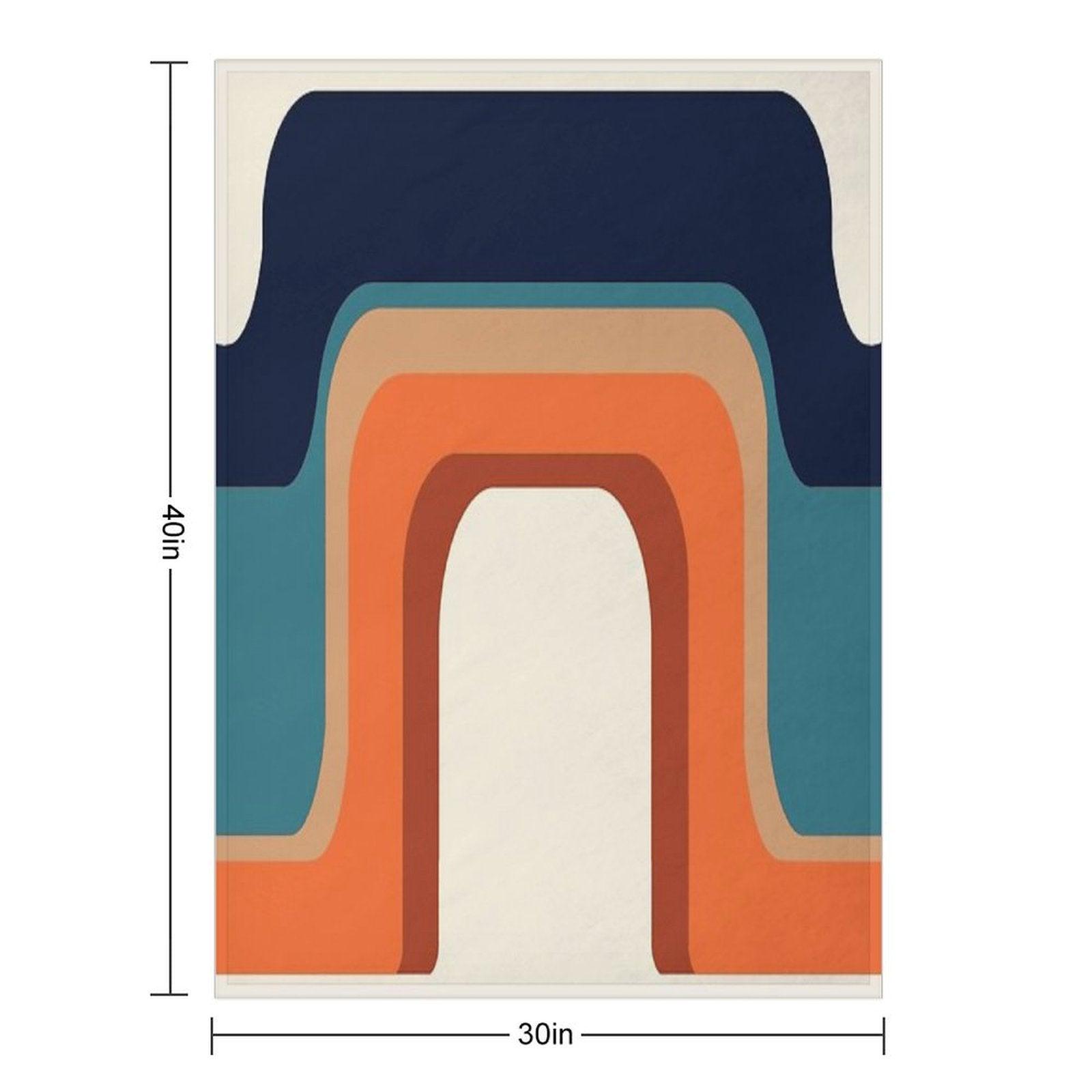 Mid-Century Modern Meets 1970s Orange And Blue Rainbow Throw Blanket