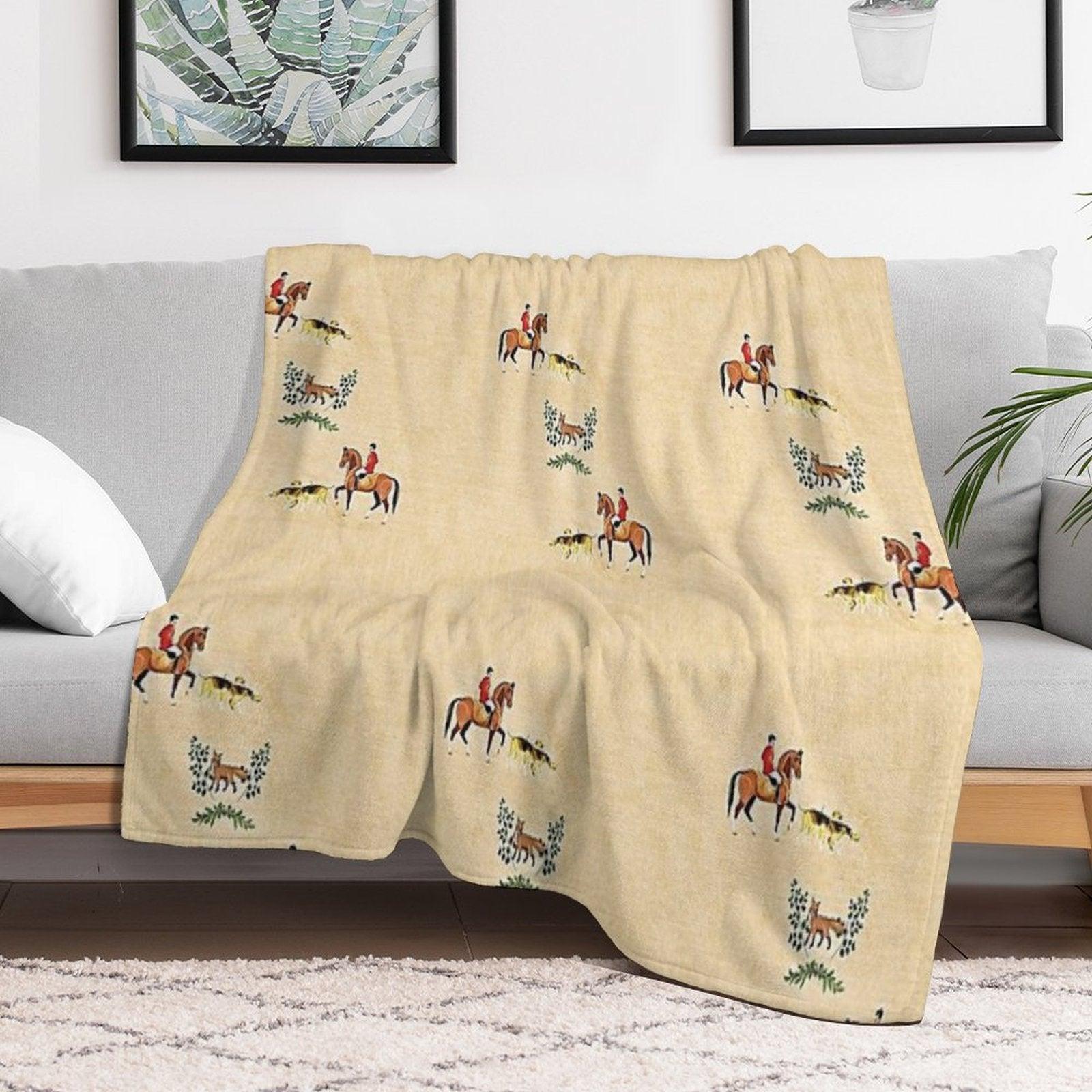 English Country Foxhunt Throw Blanket