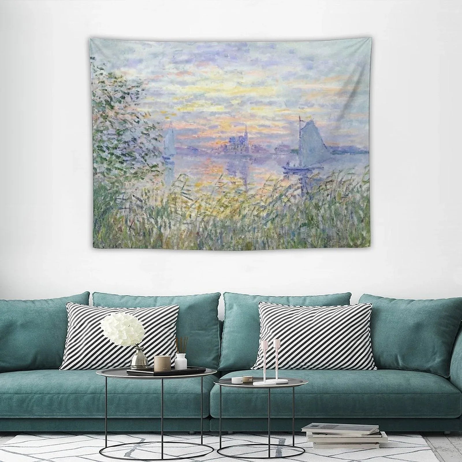 Claude Monet  Soleil Couchant Sur La Seine À Lavacourt - Sunset on The Seine Tapestry