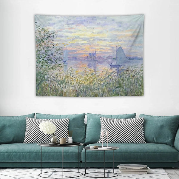 Claude Monet  Soleil Couchant Sur La Seine À Lavacourt - Sunset on The Seine Tapestry