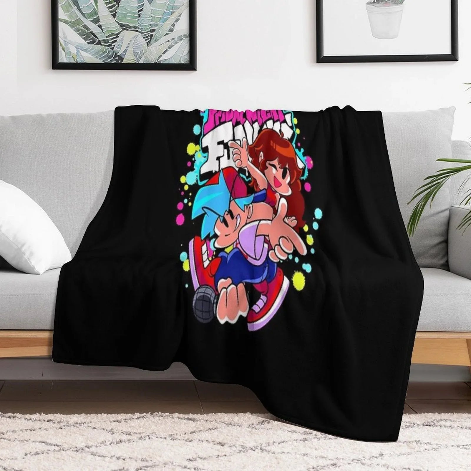 Friday Night Funkin Boyfriend And Girlfriend Throw Blanket