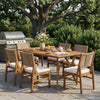 Outdoor 7 Piece Patio Rustic Acacia Wood Dining Set - Cream,Light Brown,Teak