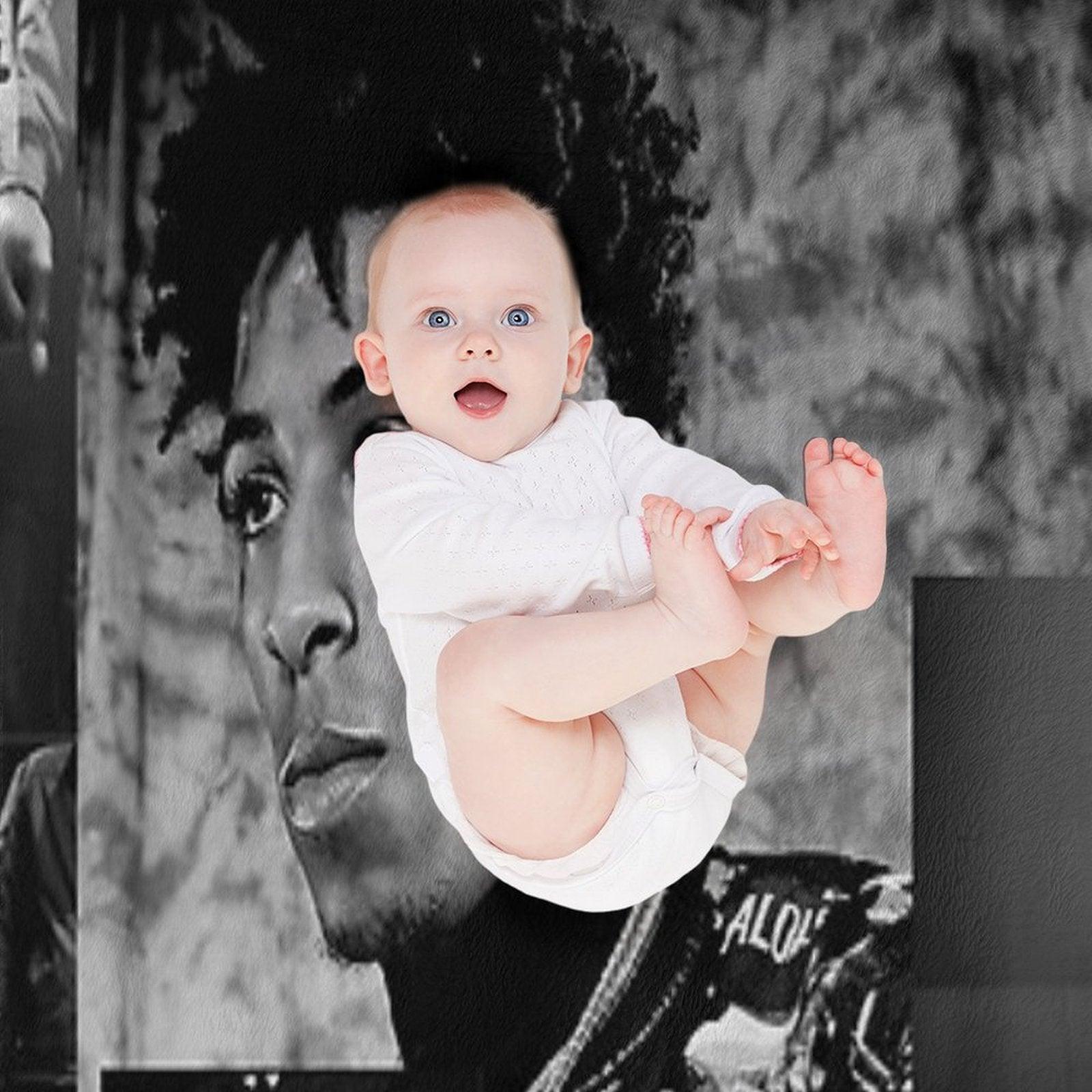 Youngboy  B&W Never Broke Again Collage Throw Blanket