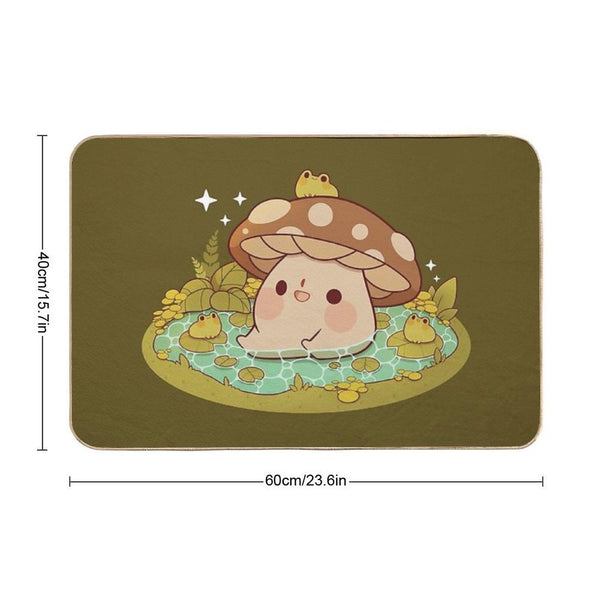 Cute Mushroom in A Frog Pond Bath Mat
