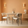 White Boucle Upholstered Dining Chairs With Cushions