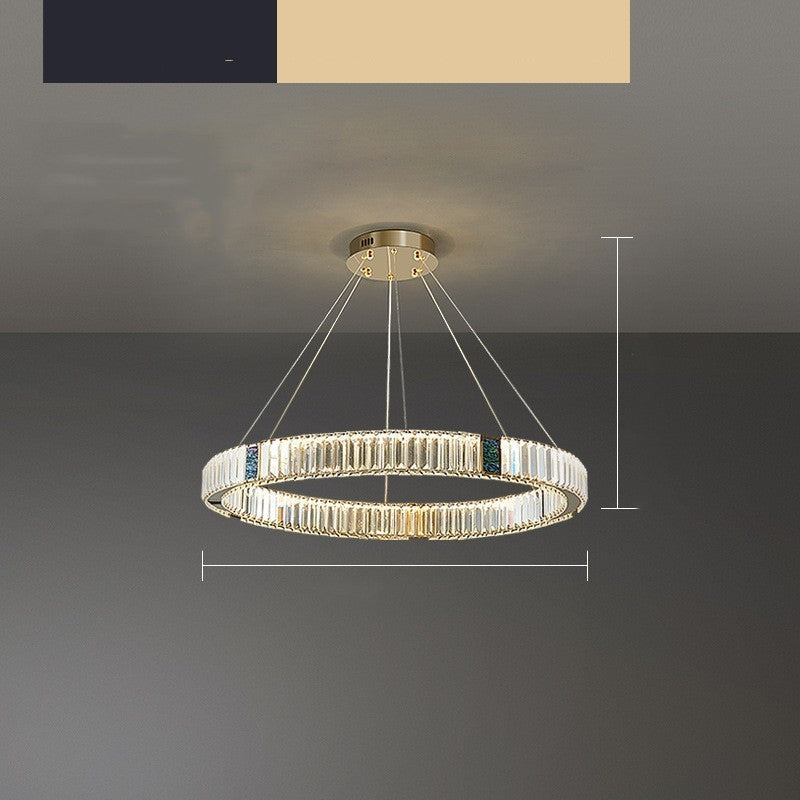 Light Luxury Crystal Living Room Chandelier Postmodern Round Stainless Steel Decorbites