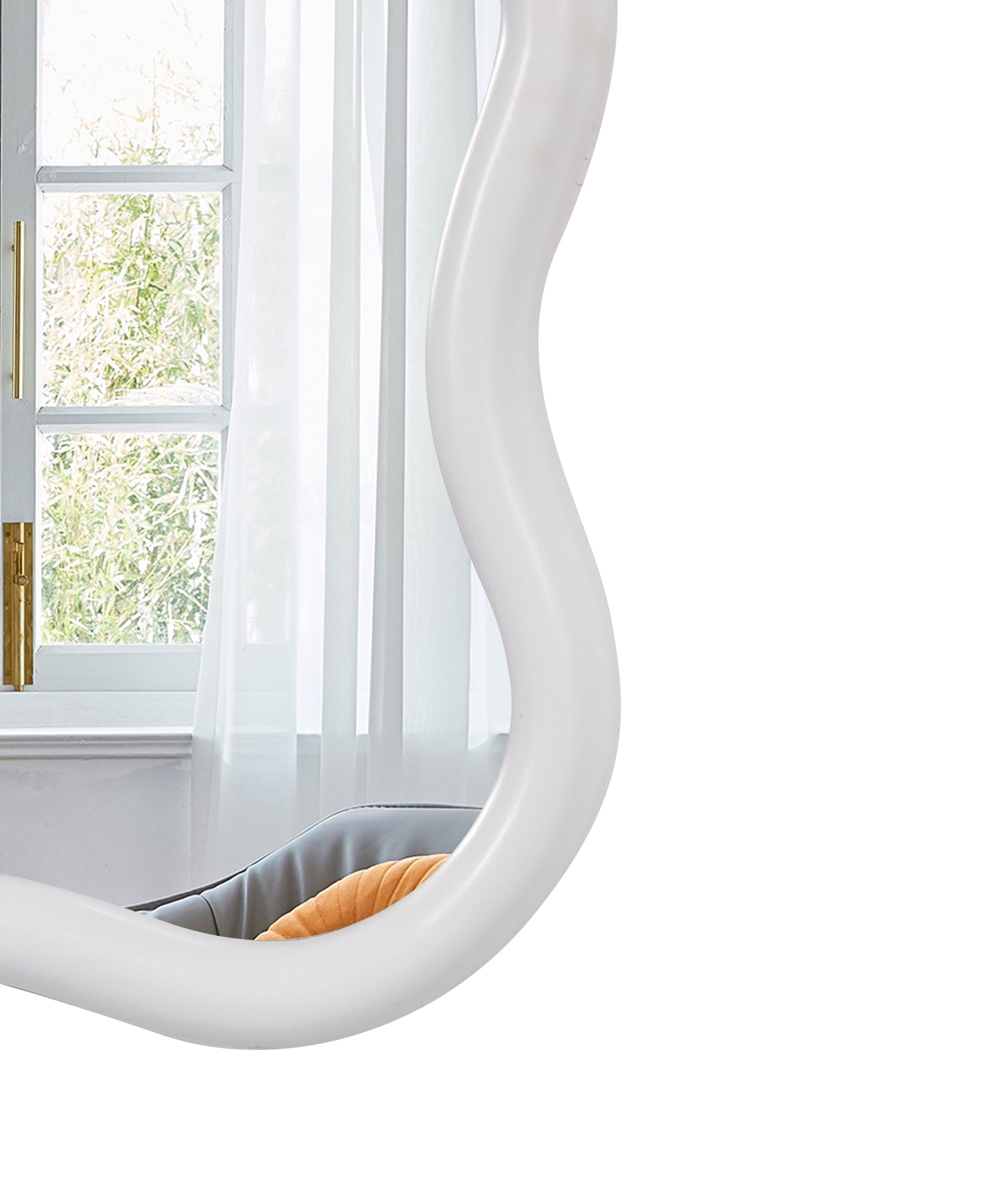 Solid Wood Wavy Rectangle  Mirror-Natural-Wood   40' x 28' Modern Mirror Wall Decor for Bathroom, Bedroom, Living Room, Dining Room, Cloakroom, Entryway