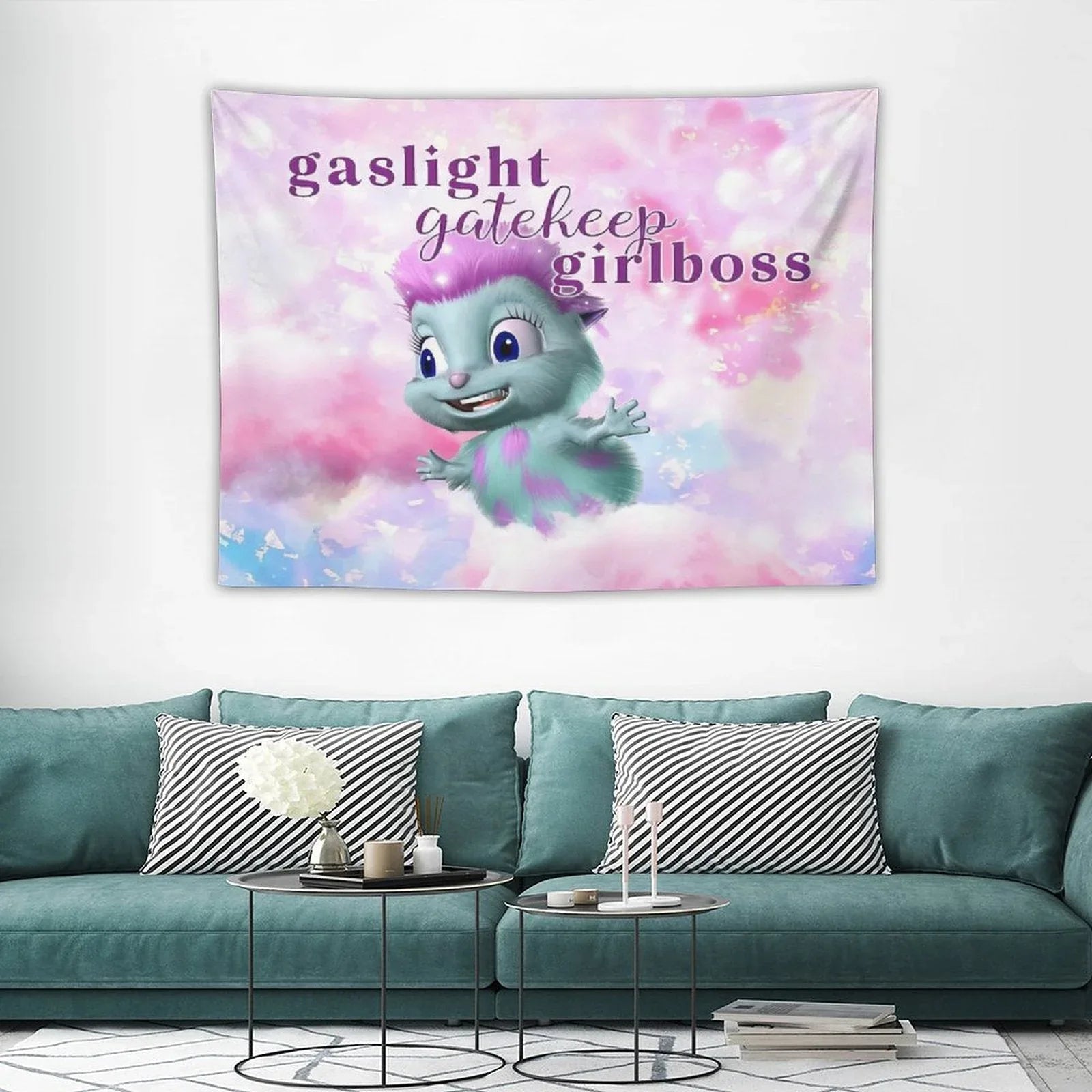 Bibble Beliefs -  Happiness Gaslight Gatekeep Girlboss Tapestry