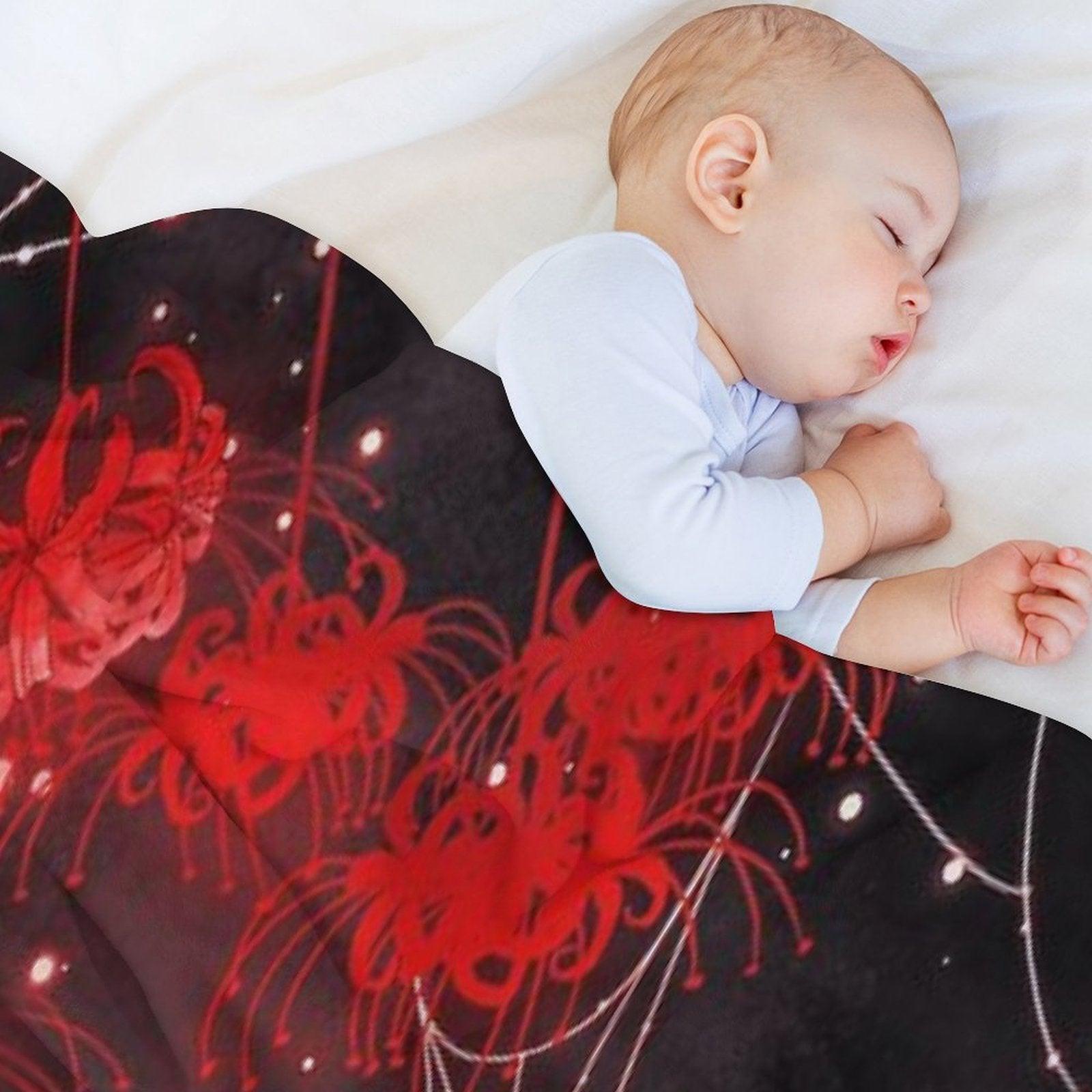 Galaxy Red Spider Lilies And Webs Throw Blanket