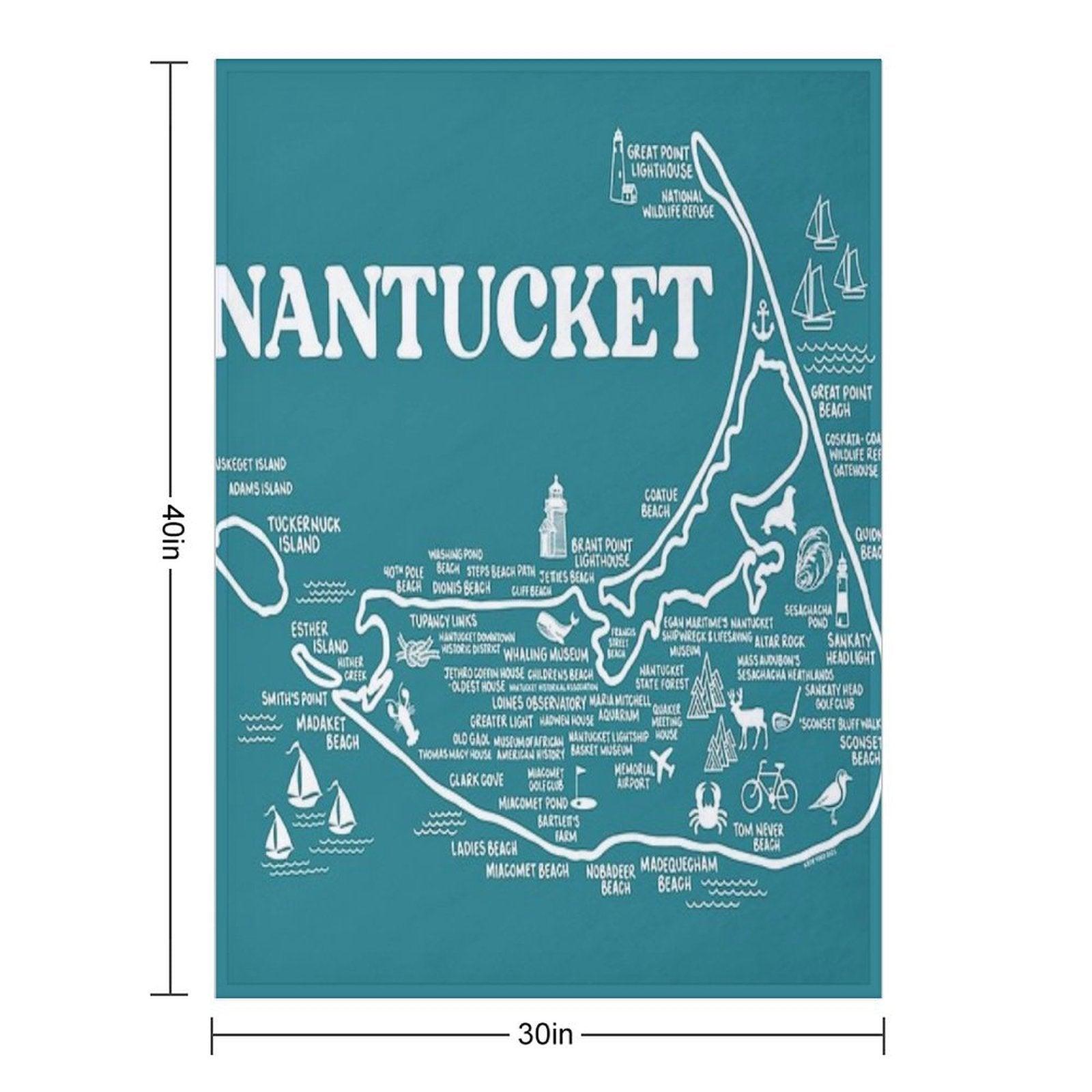 Nantucket Map Throw Blanket