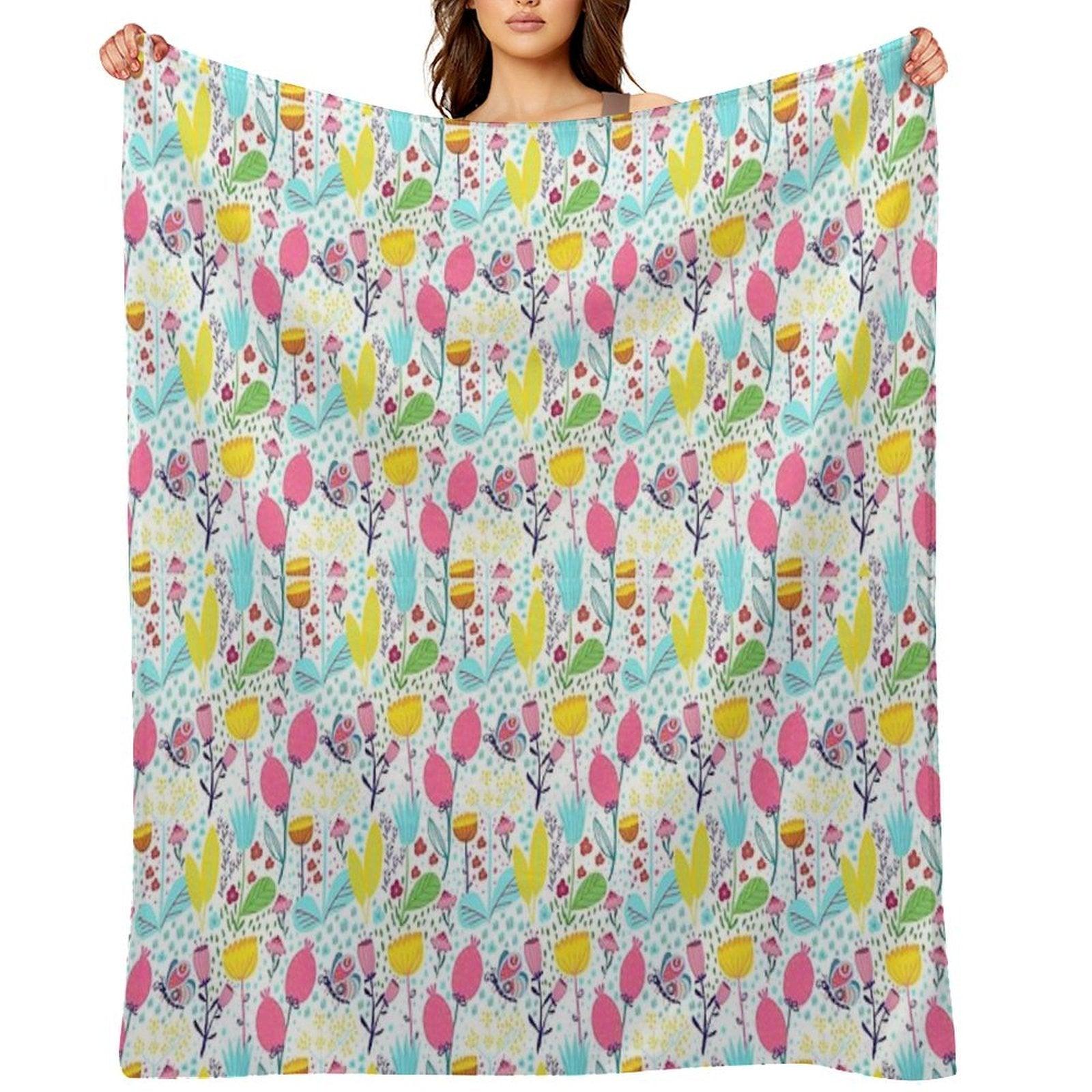 Funky Flowers Throw Blanket