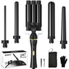 5 in 1 Wand Curling Iron janelove Hair Curling Wand Set with 3 Barrel Hair Crimper and 4 Interchangeable Ceramic Curling Irons (0.39 