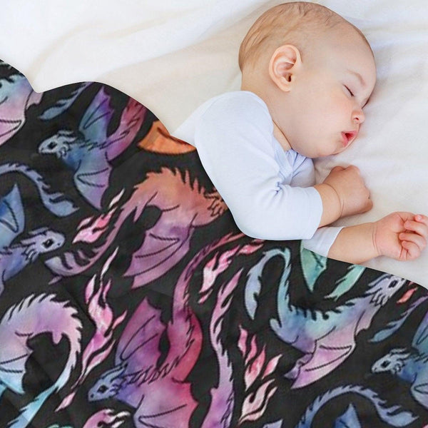 Dragon Fire Dark Rainbow Throw Blanket