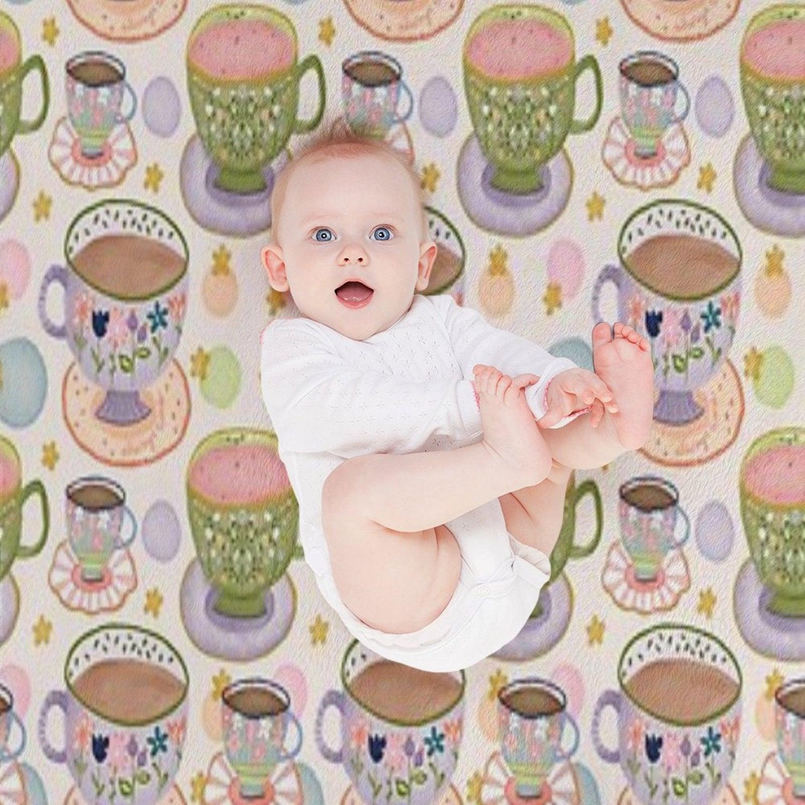 Fancy A Cup of Tea Watercolour Pattern Throw Blanket