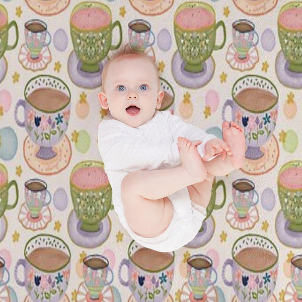 Fancy A Cup of Tea Watercolour Pattern Throw Blanket