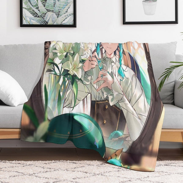 Genshin Impact - Venti Official Birthday Artwork 2024 Velvety-soft Throw Blanket