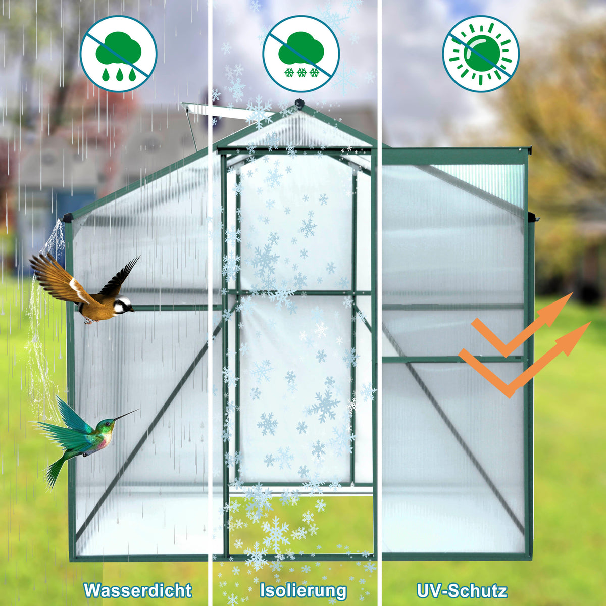 Polycarbonate Greenhouse - 6' x 8' Heavy Duty Walk-in Garden Greenhouse