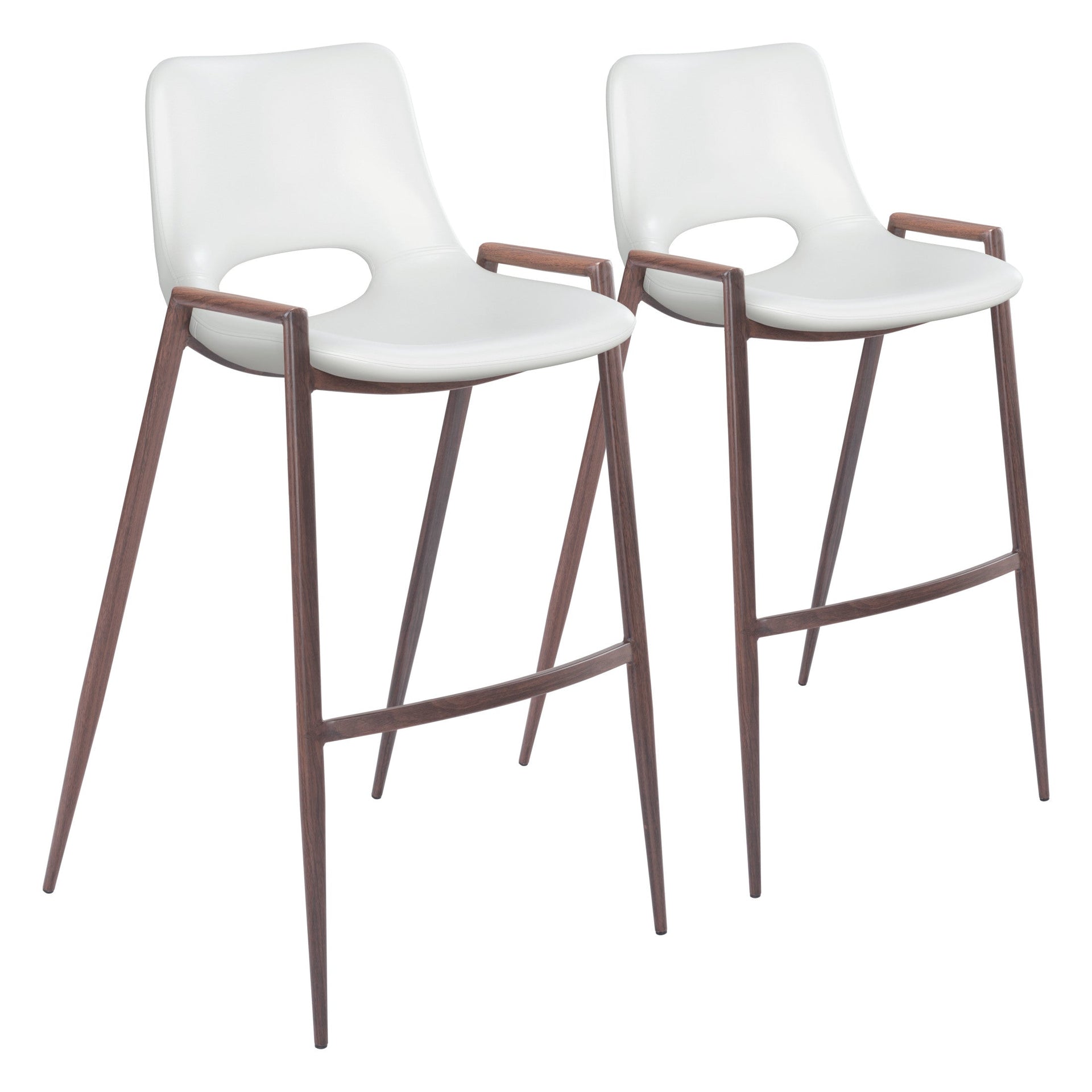 Desi Barstool (Set of 2) White & Walnut