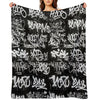 White Graffiti Tags on Black Wall Mural Durable Throw Blanket