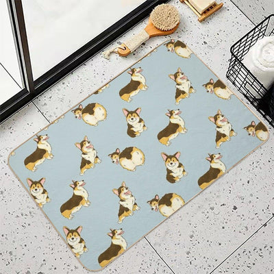 Tri Color Corgi Dog Bath Mat