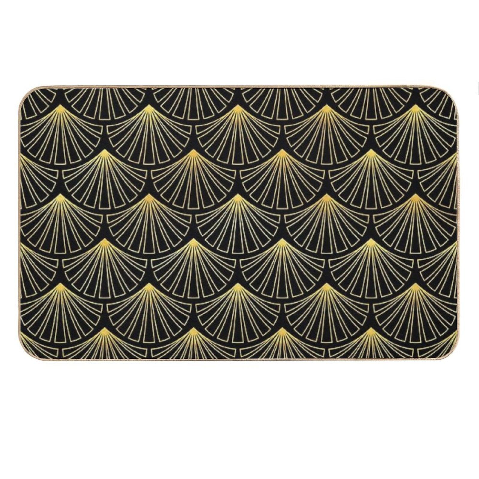 (Faux) Singapore Art Deco Motif Pattern Bath Mat