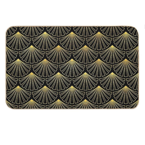 (Faux) Singapore Art Deco Motif Pattern Bath Mat