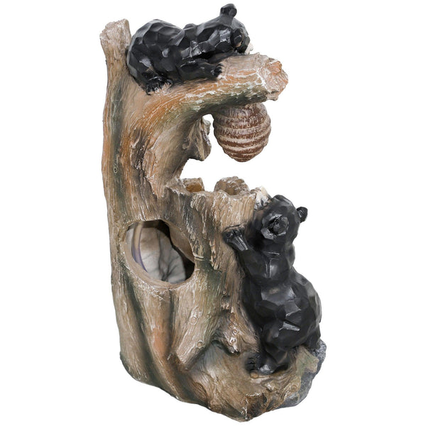 Resin Bear and Beehive 3 Tier Outdoor Fountain 22 Inch