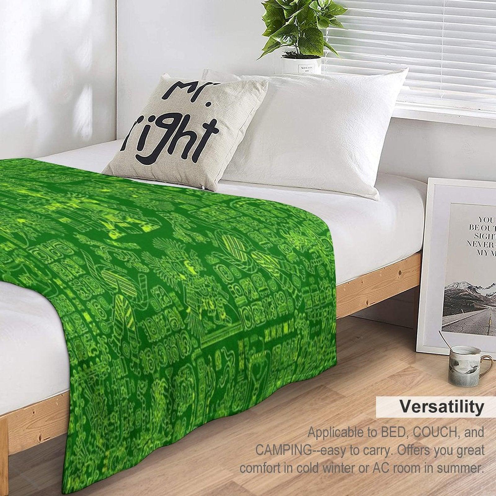 Mayan Spring GREEN Throw Blanket