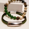 Dalmatian Jasper and Green Jade Bracelet set