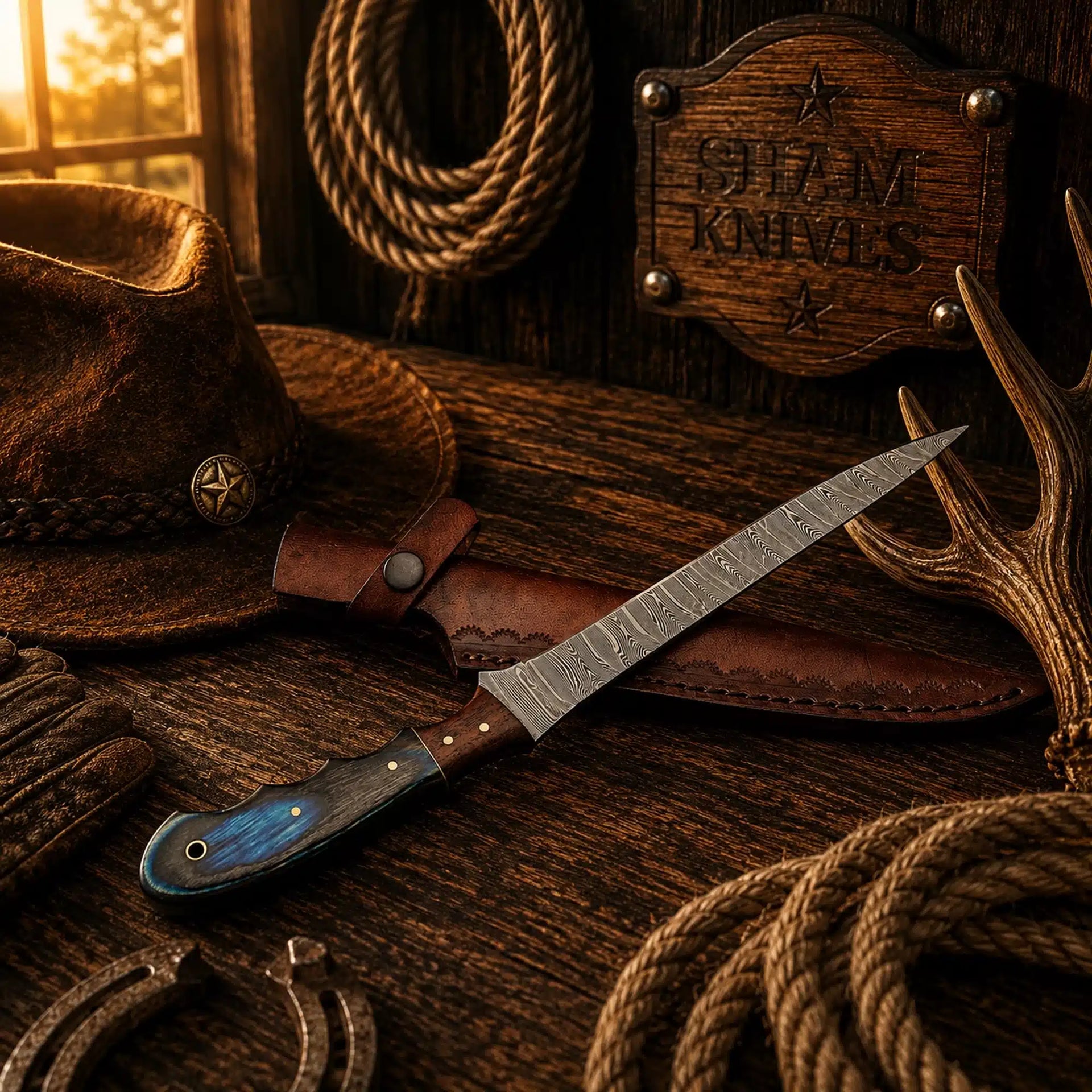 Handmade Damascus Steel Boning & Fillet Knife – Exotic Wood Handle