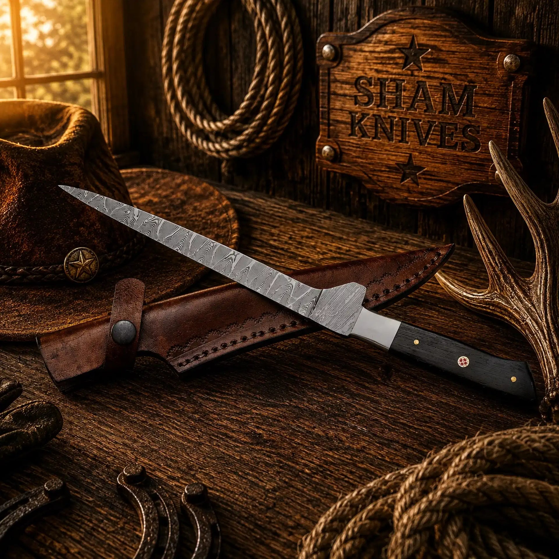 Wenge Wood Ridge Damascus Boning & Fillet Knife – Fishing Knife