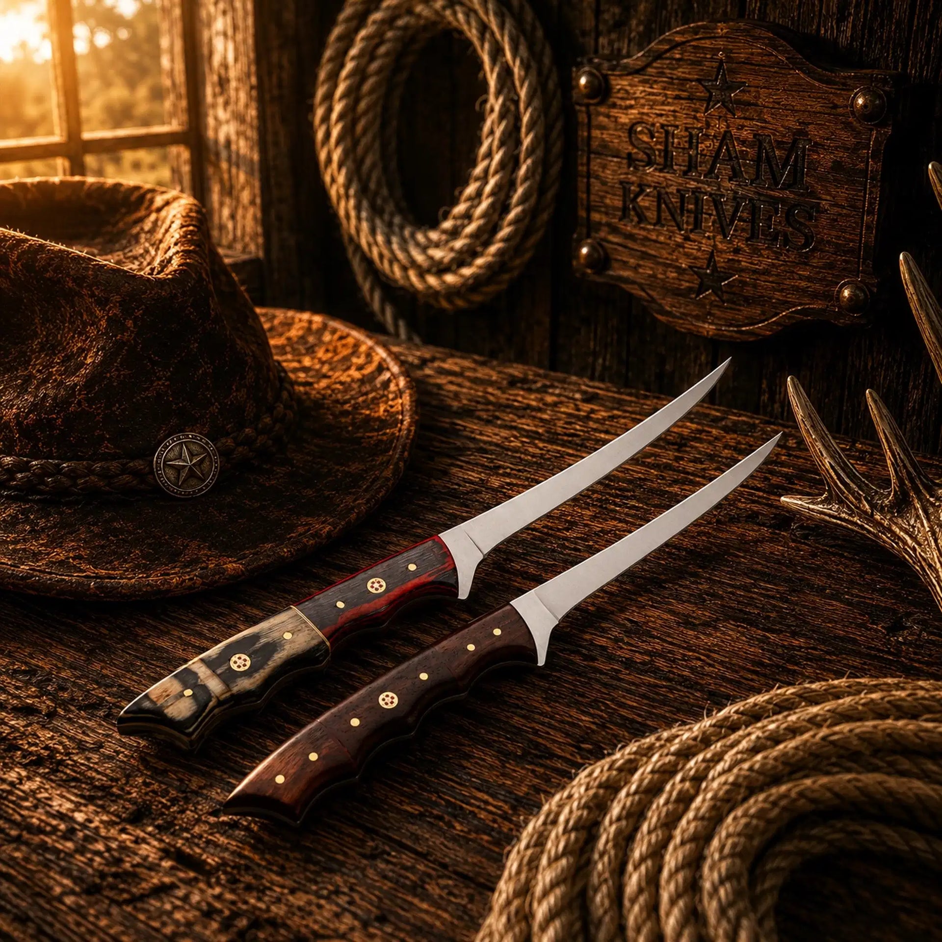 Buy Handmade Damascus Steel Boning & Fillet Knife Set – Exotic & Wood Handles