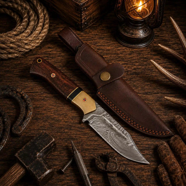 Best Bushcraft Damascus Steel Fixed Blade Outdoor Camping Hunting EDC Knife