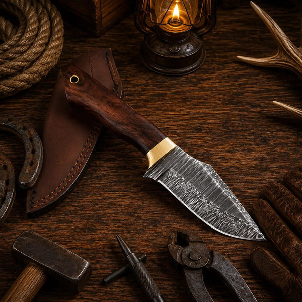 Custom Handmade Damascus Steel Fixed Blade Camping Hunting Survival EDC Knife