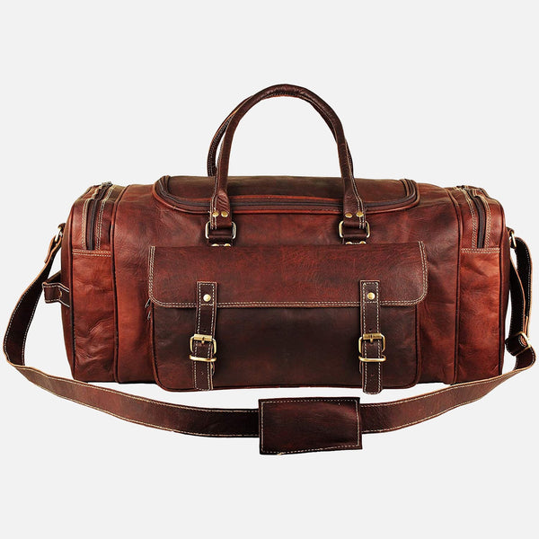 Men's Leather Weekend Travel Duffel Bag .