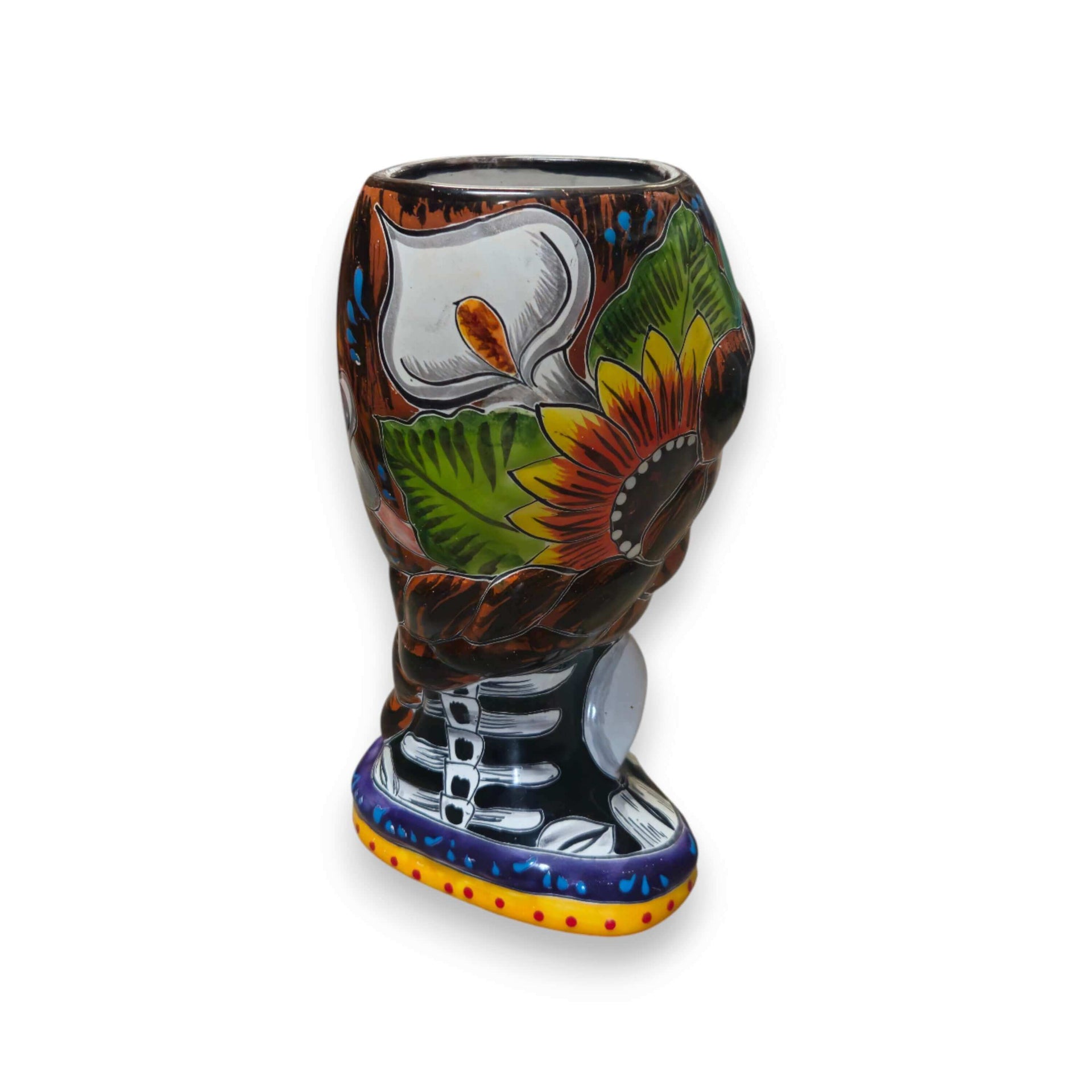 Day of the Dead Lady & Bunny Planter | Hand-Painted Talavera Pot
