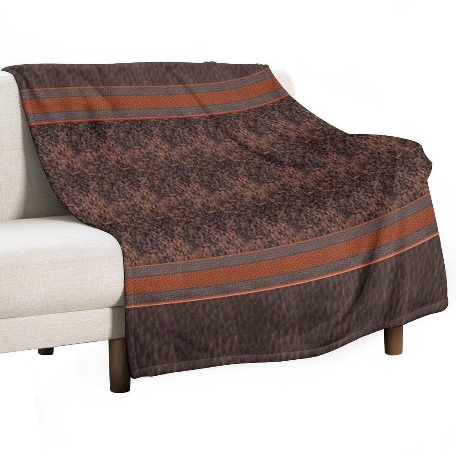 Favorite Brown Sweater Faux Vegan Leather Pattern Print Brown Bohemian Boho Thigh High Striped Top Socks Leggings Compact Throw Blanket