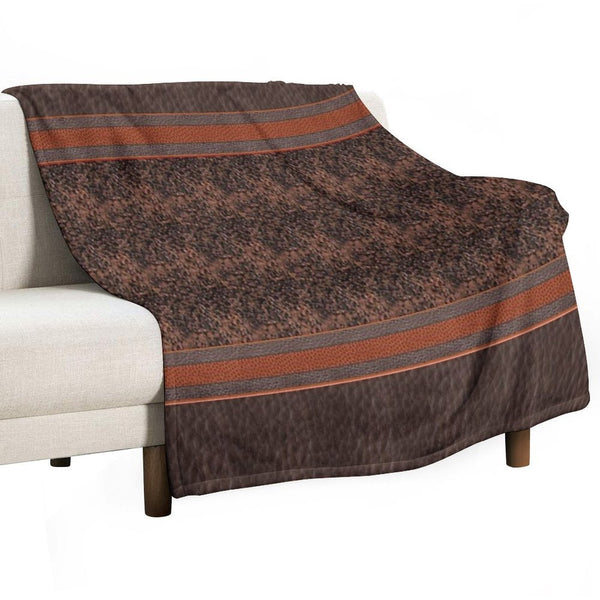 Favorite Brown Sweater Faux Vegan Leather Pattern Print Brown Bohemian Boho Thigh High Striped Top Socks Leggings Compact Throw Blanket